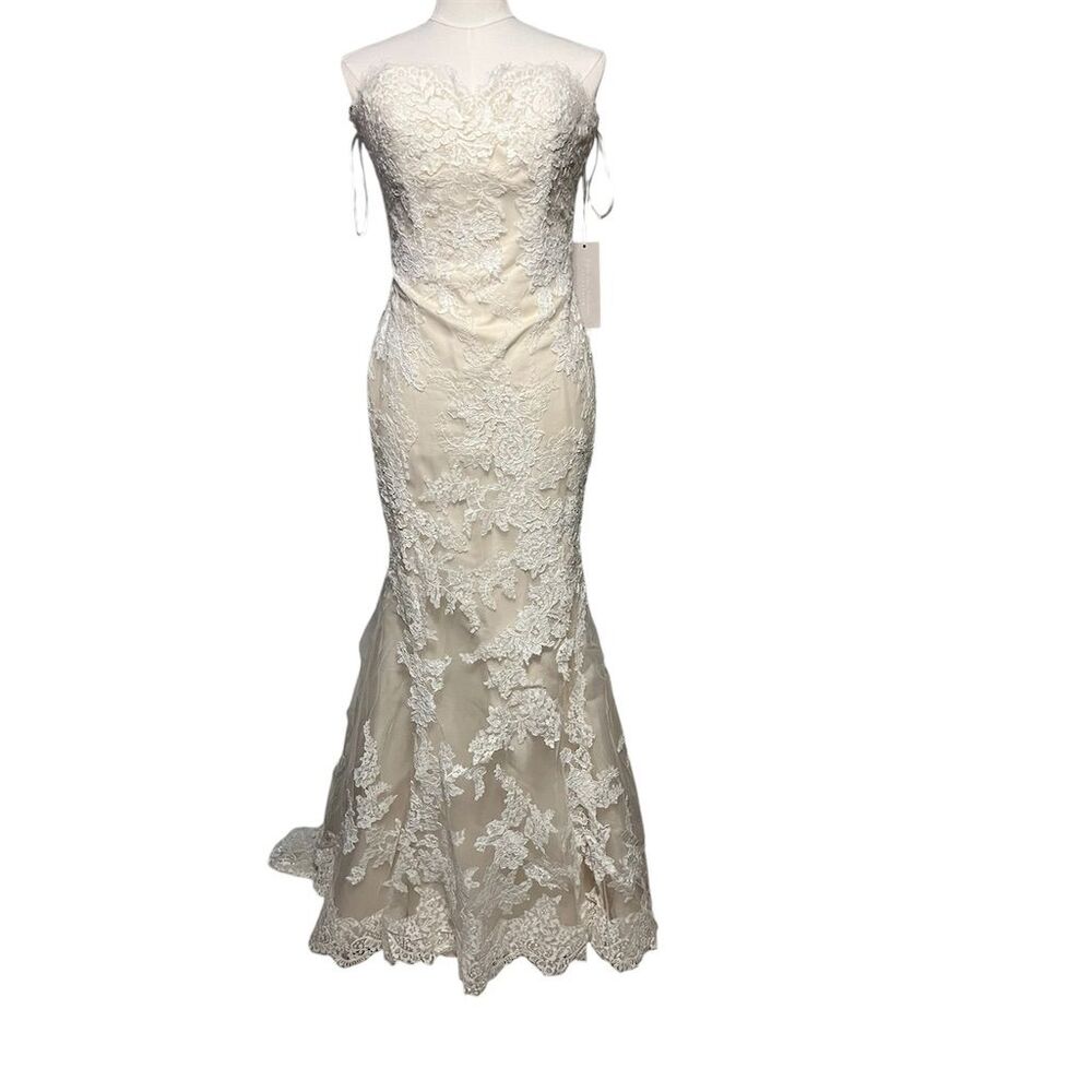 White One Collection Ivory Lace Mermaid Wedding Dress Size 12